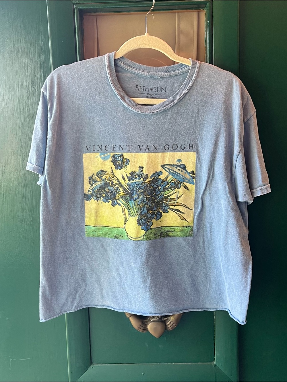 Fifth Sun Vintage Blue Tee with Yellow & Green Van Gogh Print